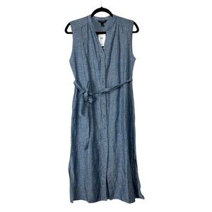 Banana Republic NEW button down collared linen blend belted dress knee length 4